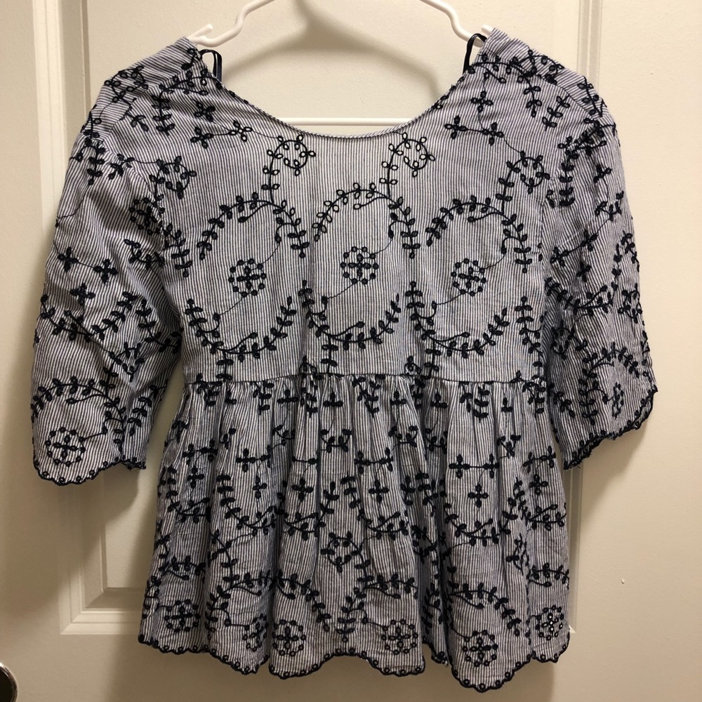 Zara TRF Blue Embroidered Blouse  (new with tags)